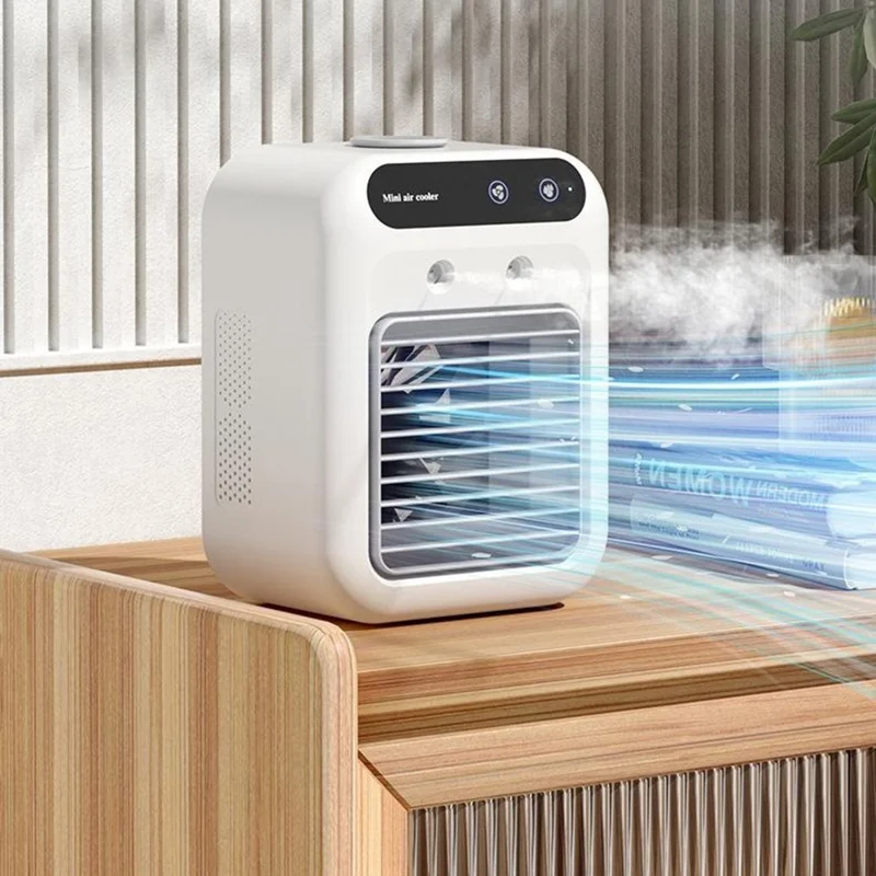 L7 Mini Air Cooler 500ml Water Tank 1800mAh USB Rechargeable Humidifying Fan for Desktop - White