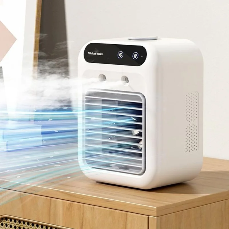 L7 Mini Air Cooler 500ml Water Tank 1800mAh USB Rechargeable Humidifying Fan for Desktop - White