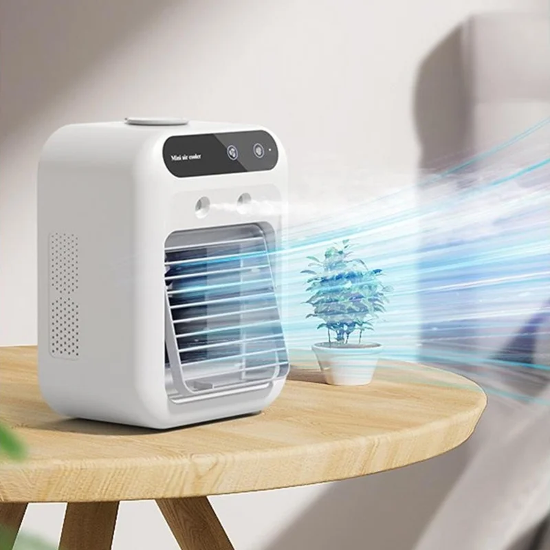 L7 Mini Air Cooler 500ml Water Tank 1800mAh USB Rechargeable Humidifying Fan for Desktop - White