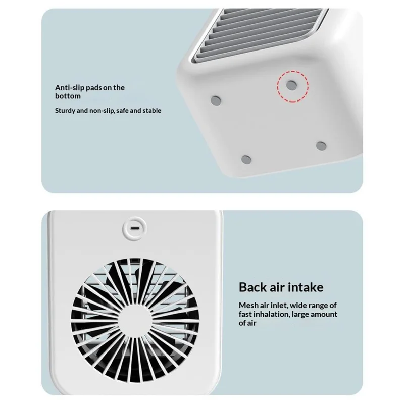 L7 Mini Air Cooler 500ml Water Tank 1800mAh USB Rechargeable Humidifying Fan for Desktop - White