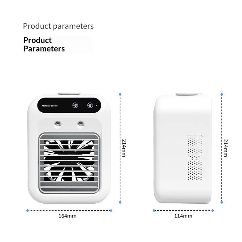 L7 Mini Air Cooler 500ml Water Tank 1800mAh USB Rechargeable Humidifying Fan for Desktop - White