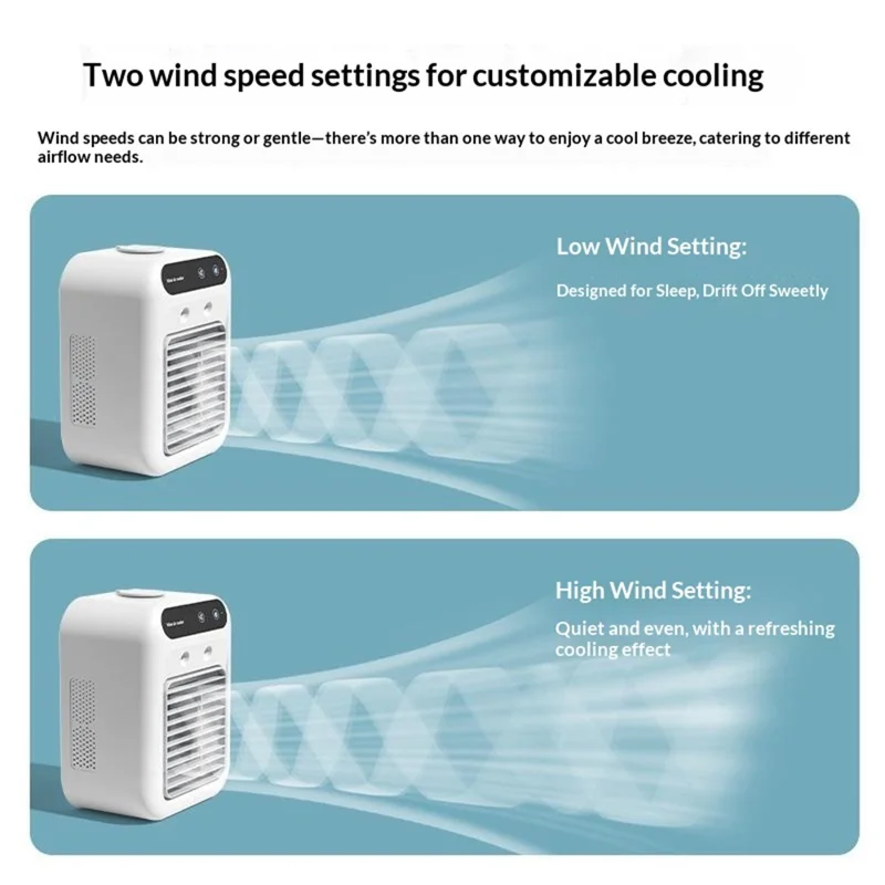 L7 Mini Air Cooler 500ml Water Tank 1800mAh USB Rechargeable Humidifying Fan for Desktop - White