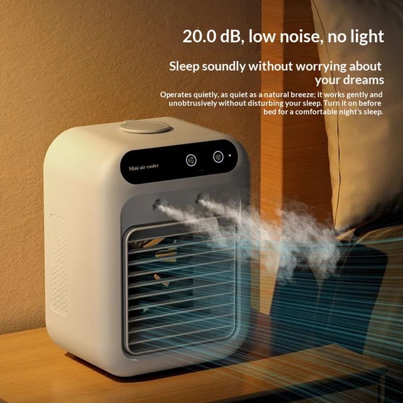 L7 Mini Air Cooler 500ml Water Tank 1800mAh USB Rechargeable Humidifying Fan for Desktop - White