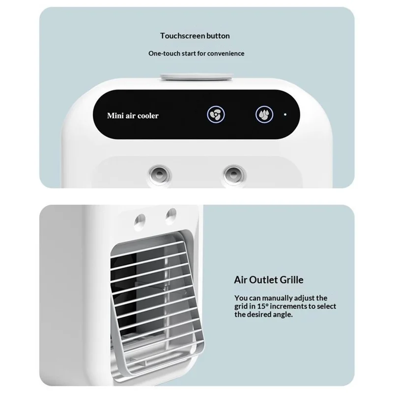 L7 Mini Air Cooler 500ml Water Tank 1800mAh USB Rechargeable Humidifying Fan for Desktop - White