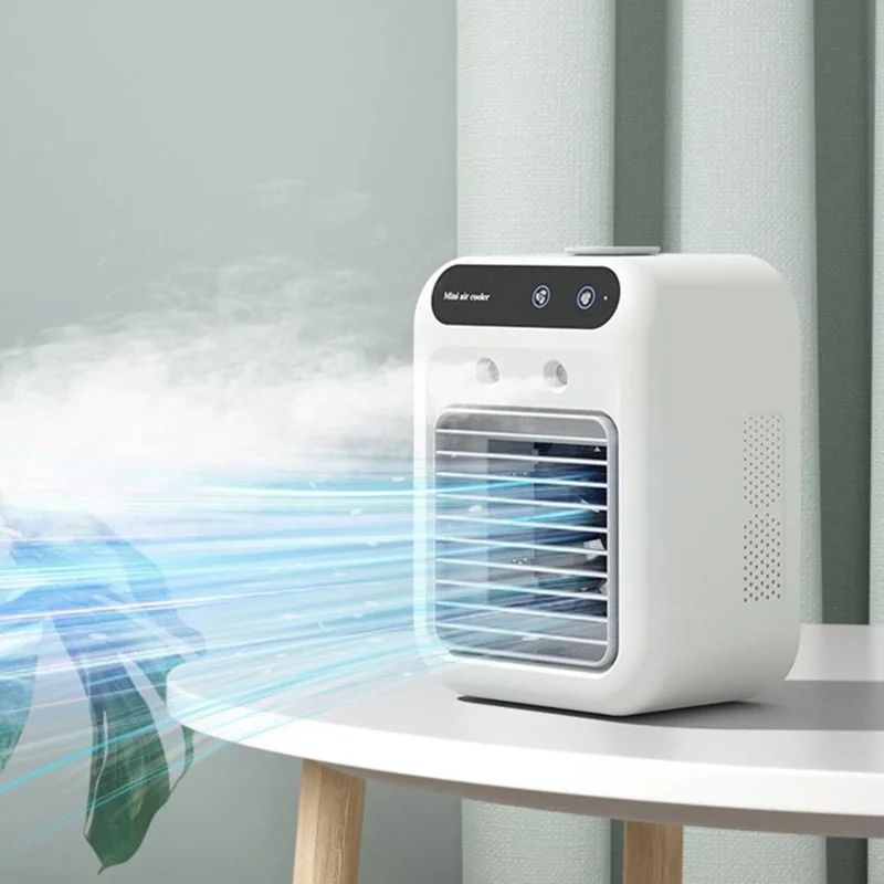 L7 Mini Air Cooler 500ml Water Tank 1800mAh USB Rechargeable Humidifying Fan for Desktop - White
