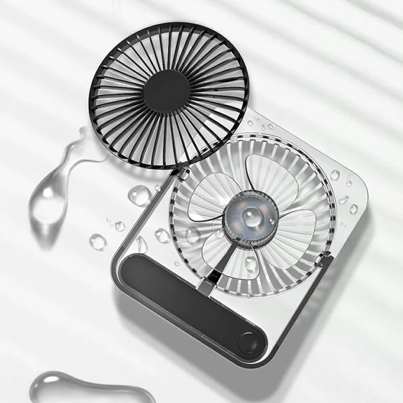 Ultra Thin Transparent USB Desktop Fan 5-Speed 1200mAh Rechargeable Quiet Cooling Fan for Office Travel - White