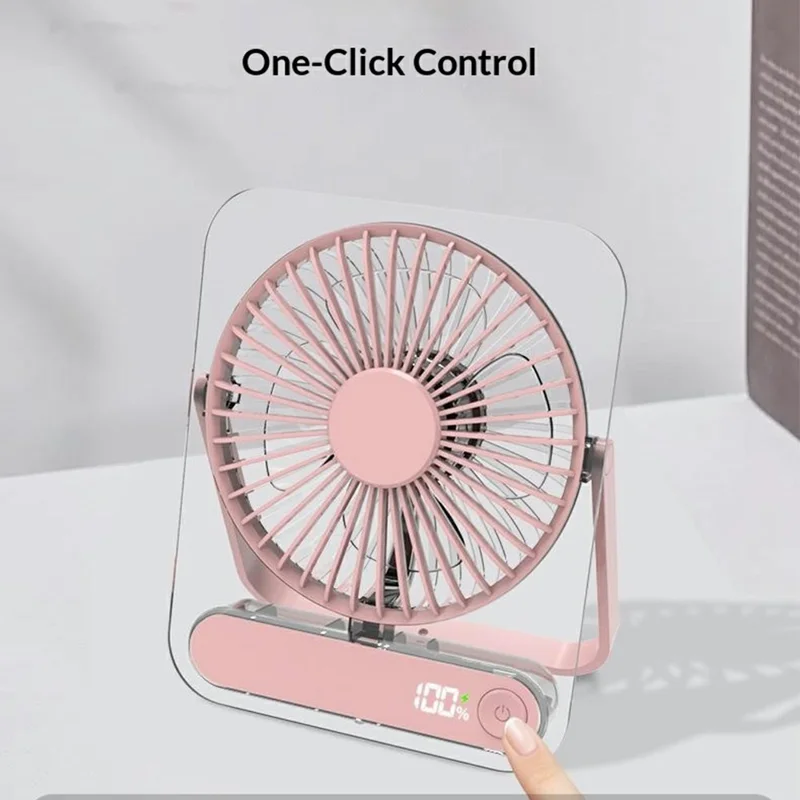 Ultra Thin Transparent USB Desktop Fan 5-Speed 1200mAh Rechargeable Quiet Cooling Fan for Office Travel - White