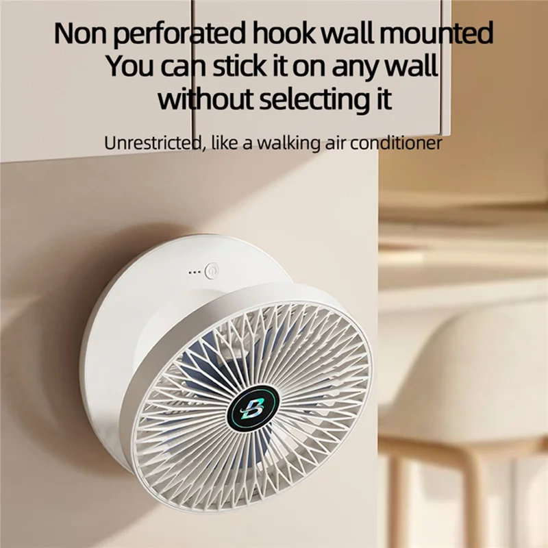 Ventilador portátil plegable de escritorio S1 1200mAh 3 velocidades 90° ajustable 23dB silencioso con montaje en pared - Blanco