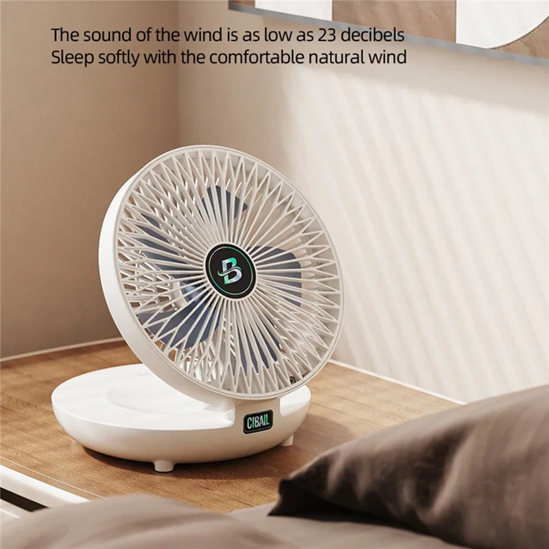 Ventilador portátil plegable de escritorio S1 1200mAh 3 velocidades 90° ajustable 23dB silencioso con montaje en pared - Blanco
