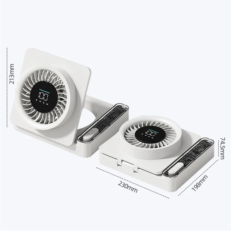 S8 Foldable Desk Fan 5-Speed Digital Display 2000mAh USB-C Rechargeable Wall Mounted Fan - Purple