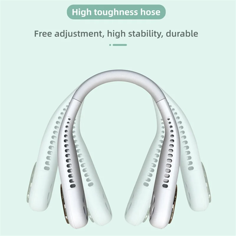 F60 Portable USB Charging Hanging Neck Mini Cooling Fan Summer Bladeless Fan Cooler - Black