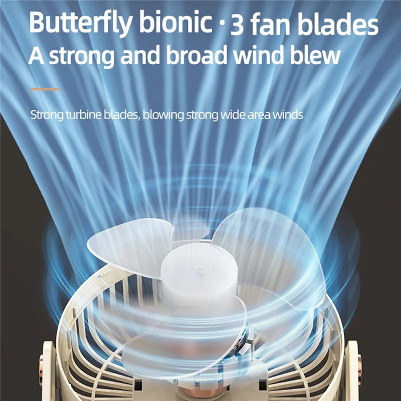 Ventilador Portátil S3 2 em 1 de Secretária e de Parede, Ventilador Recarregável de 1200 mAh com 3 Velocidades e Tipo-C para Circulação de Ar - Verde