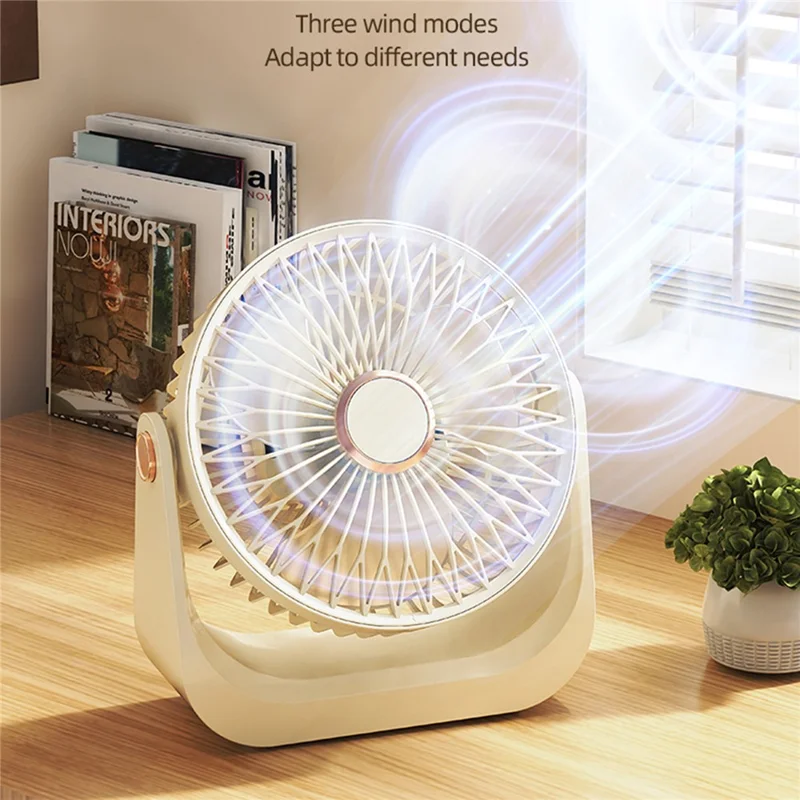 Ventilador Portátil S3 2 em 1 de Secretária e de Parede, Ventilador Recarregável de 1200 mAh com 3 Velocidades e Tipo-C para Circulação de Ar - Verde