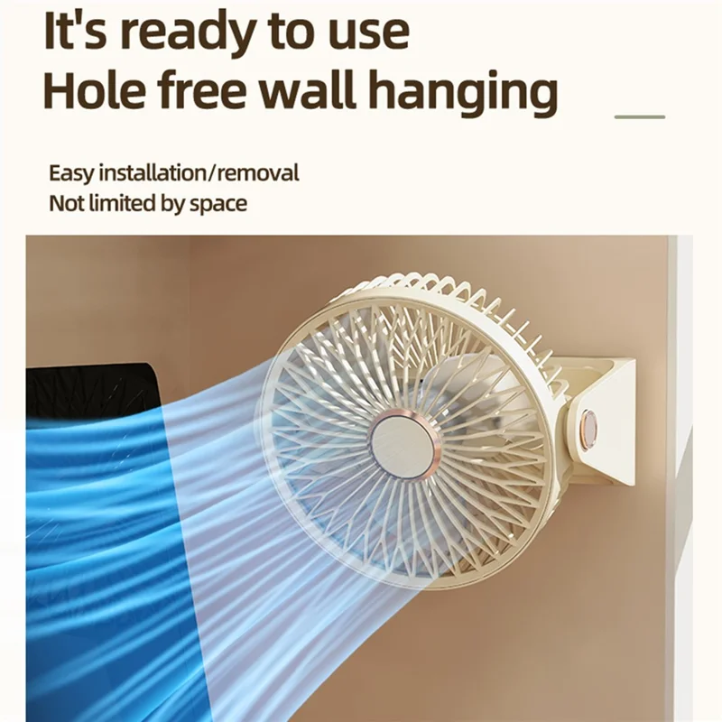 Ventilador Portátil S3 2 em 1 de Secretária e de Parede, Ventilador Recarregável de 1200 mAh com 3 Velocidades e Tipo-C para Circulação de Ar - Verde