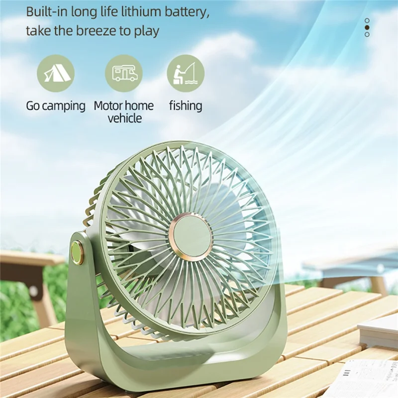 Ventilador Portátil S3 2 em 1 de Secretária e de Parede, Ventilador Recarregável de 1200 mAh com 3 Velocidades e Tipo-C para Circulação de Ar - Verde