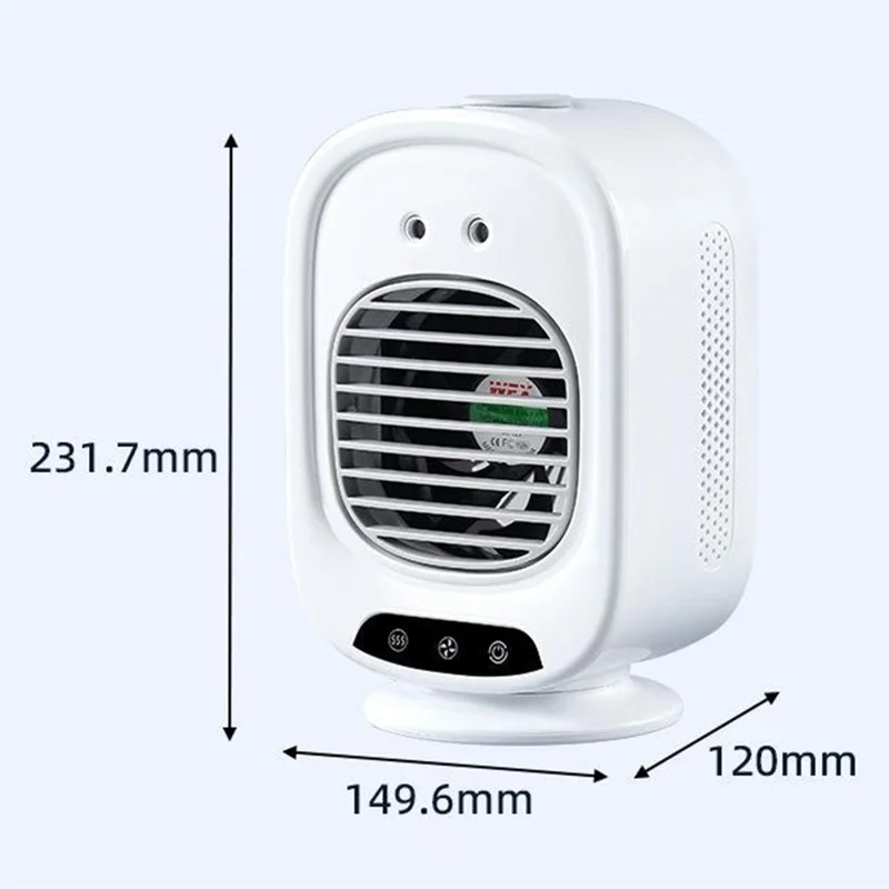 L16 Portable Air Conditioner Fan USB-C Rechargeable 3-Speed Desktop Cooling Mist Humidifier - White