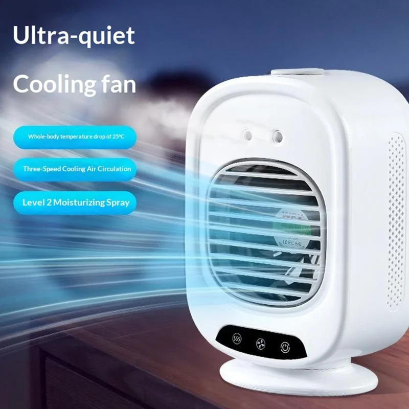 L16 Portable Air Conditioner Fan USB-C Rechargeable 3-Speed Desktop Cooling Mist Humidifier - White