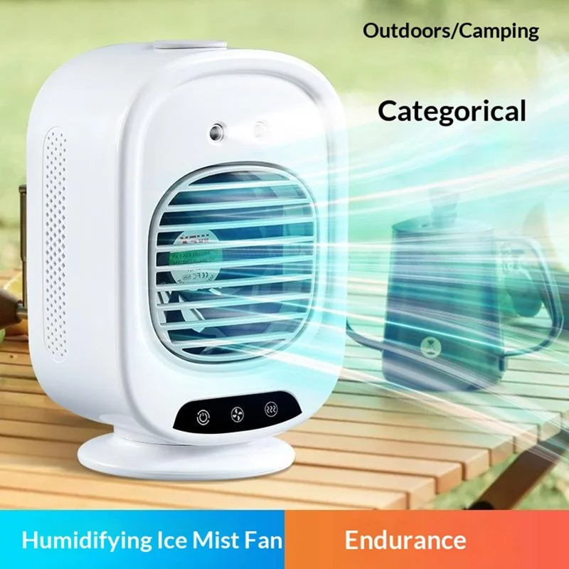 L16 Portable Air Conditioner Fan USB-C Rechargeable 3-Speed Desktop Cooling Mist Humidifier - White