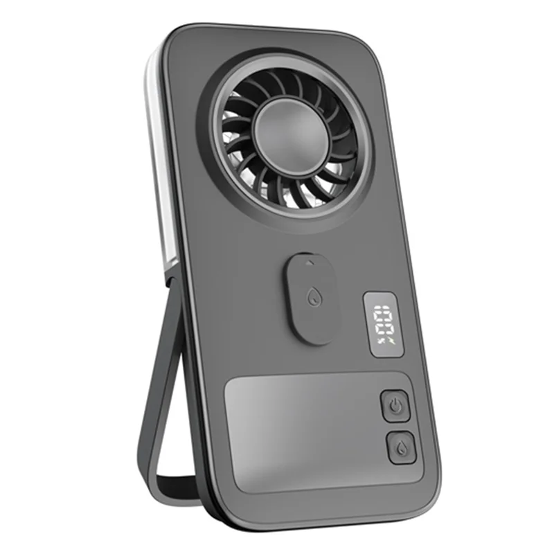 P1 Mini Ventilador Portátil com Bateria de 2000mAh, Ecrã Digital e Suporte Dobrável, Ventilador de Arrefecimento para Exterior - Preto