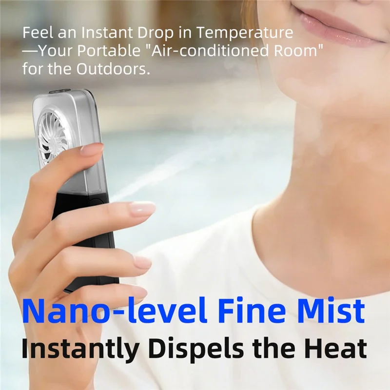 P1 Mini Ventilador Portátil com Bateria de 2000mAh, Ecrã Digital e Suporte Dobrável, Ventilador de Arrefecimento para Exterior - Preto