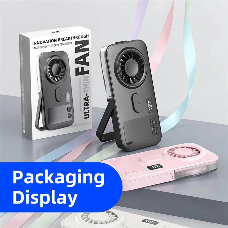 P1 Mini Ventilador Portátil com Bateria de 2000mAh, Ecrã Digital e Suporte Dobrável, Ventilador de Arrefecimento para Exterior - Preto