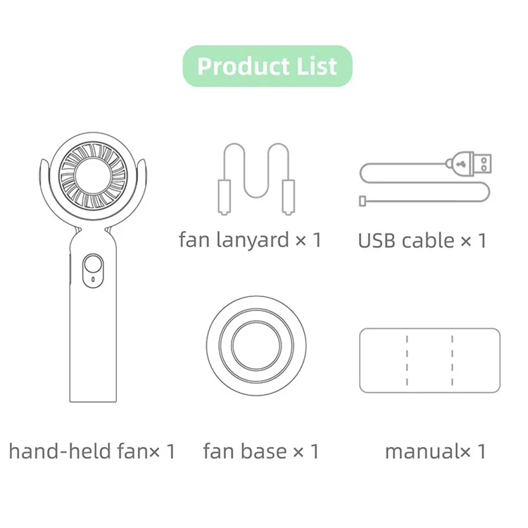 F10 Mini Portable Handheld Desktop Neck Hanging Rotatable Fan Cooler Rechargeable Summer Cooling Fan - White