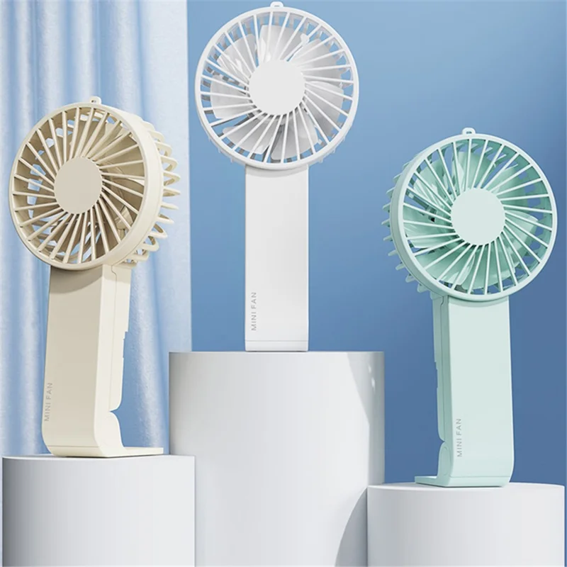 F58 Summer Cooling Mini Handheld Fan 3 Speeds Desk Fan with 90 Degree Folding Stand - Green
