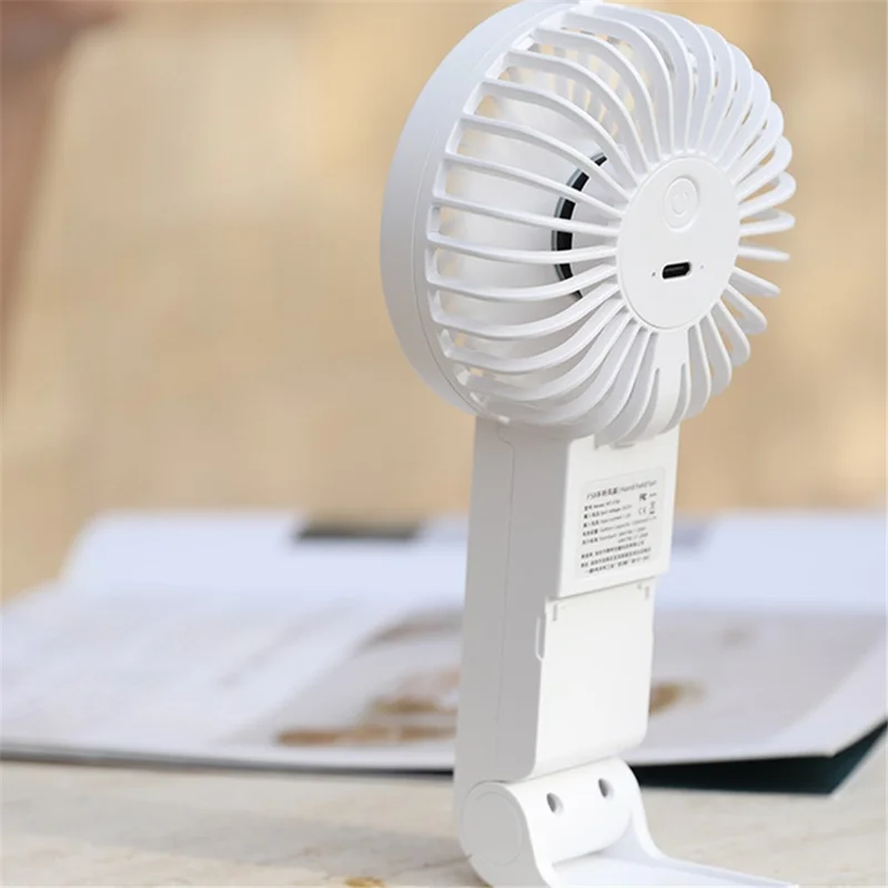 F58 Summer Cooling Mini Handheld Fan 3 Speeds Desk Fan with 90 Degree Folding Stand - Green