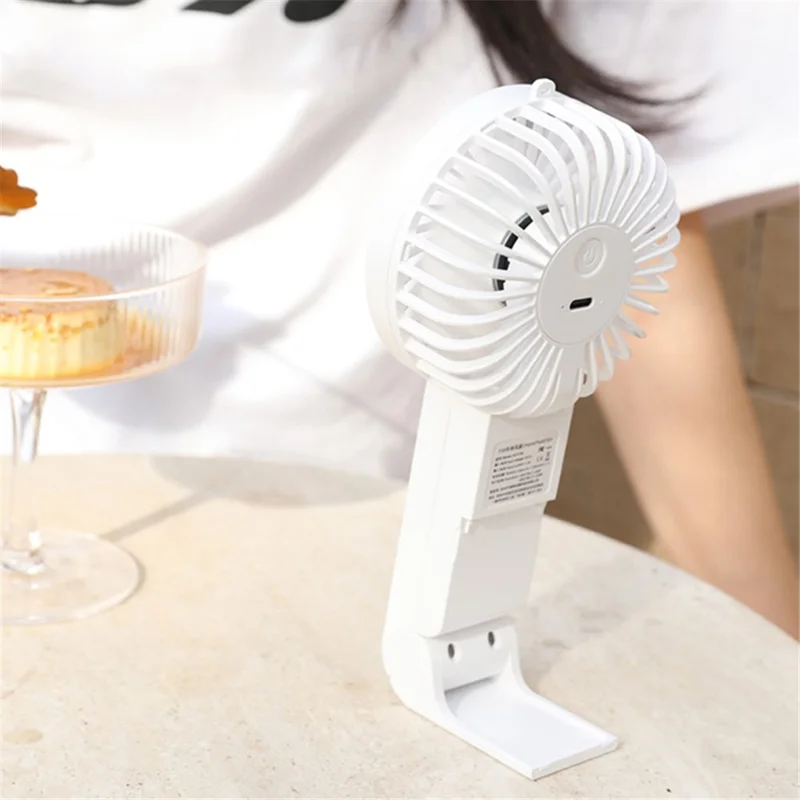F58 Summer Cooling Mini Handheld Fan 3 Speeds Desk Fan with 90 Degree Folding Stand - Green