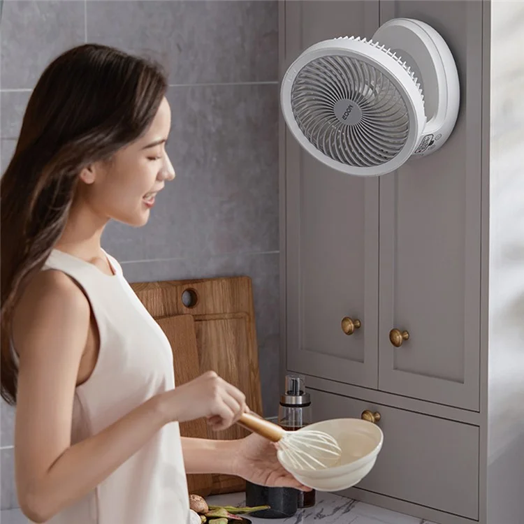 EDON E808 Ventilateur de bureau portable avec fixation murale en ABS, ventilateur de refroidissement pliable et rechargeable pour l'été - Blanc