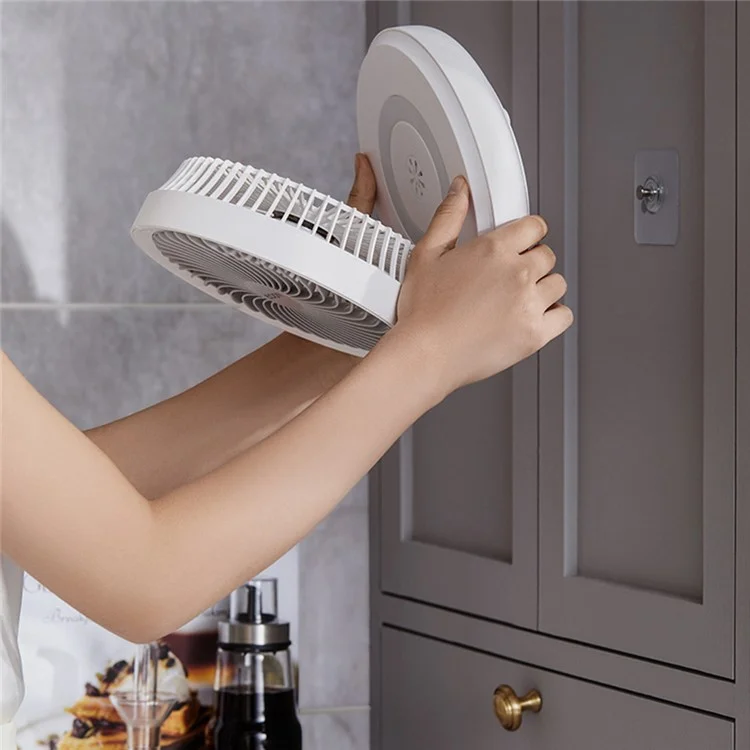 EDON E808 Ventilateur de bureau portable avec fixation murale en ABS, ventilateur de refroidissement pliable et rechargeable pour l'été - Blanc