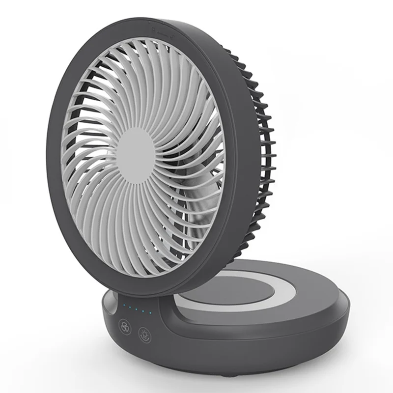 EDON E808 Portable Desktop Wall Mount ABS Fan Cooler Foldable Rechargeable Summer Cooling Fan - Grey