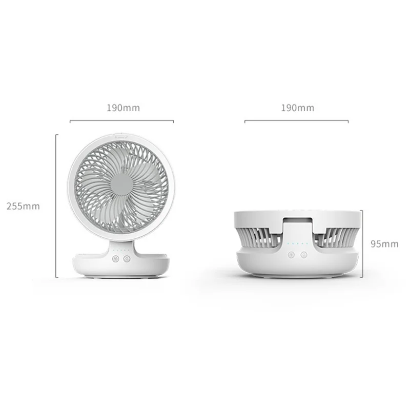 EDON E808 Portable Desktop Wall Mount ABS Fan Cooler Foldable Rechargeable Summer Cooling Fan - Grey