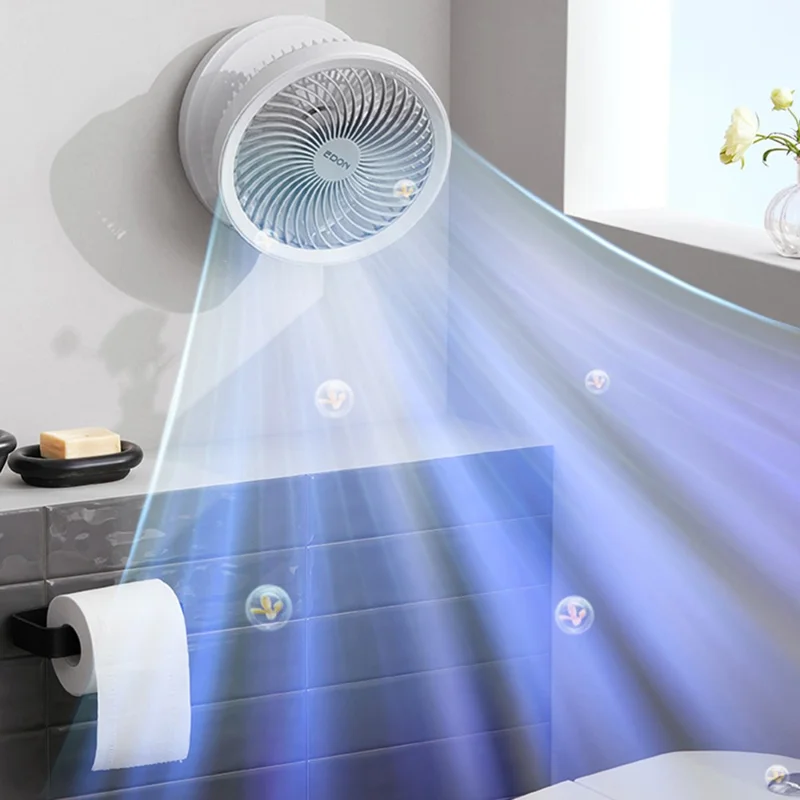 EDON E808 Portable Desktop Wall Mount ABS Fan Cooler Foldable Rechargeable Summer Cooling Fan - Grey