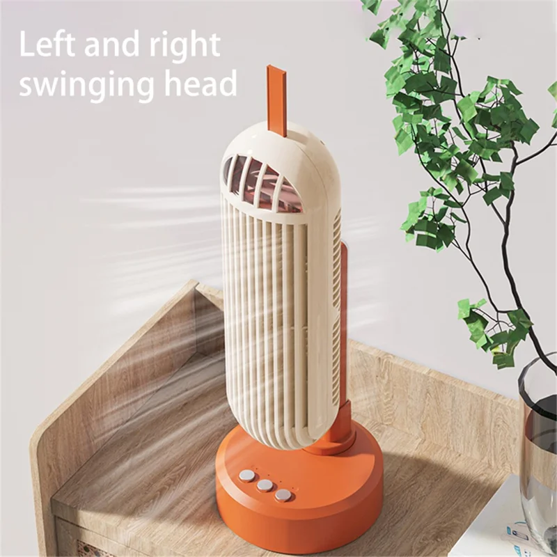 AZEADA AZ-F30 Multifunctional Swinging Tower Fan with Light Desktop Cooling Fan - Orange