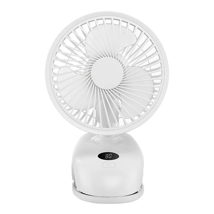 F601Y Creative Digital Display Desktop Electric Van Mini Fan de Refroidissement en Rotation Silencieux Avec Clip Pour Dormitory de Poussette - Blanc