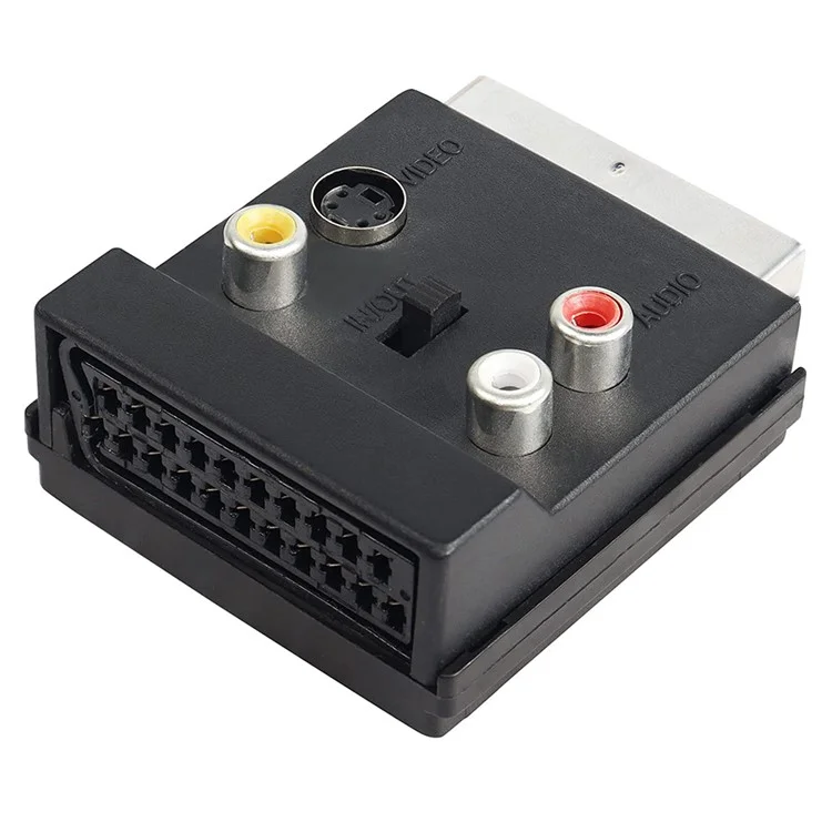 JUNSUNMAY 21 Pin Scart Male to Female S-Video 3 RCA Adapter Switchable In Out Audio Converter