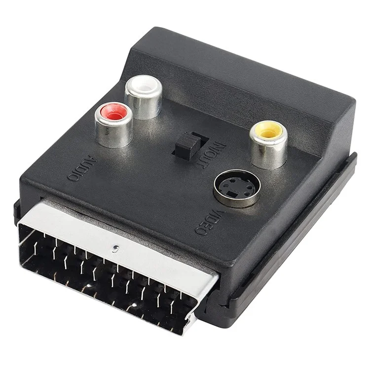 JUNSUNMAY 21 Pin Scart Male to Female S-Video 3 RCA Adapter Switchable In Out Audio Converter