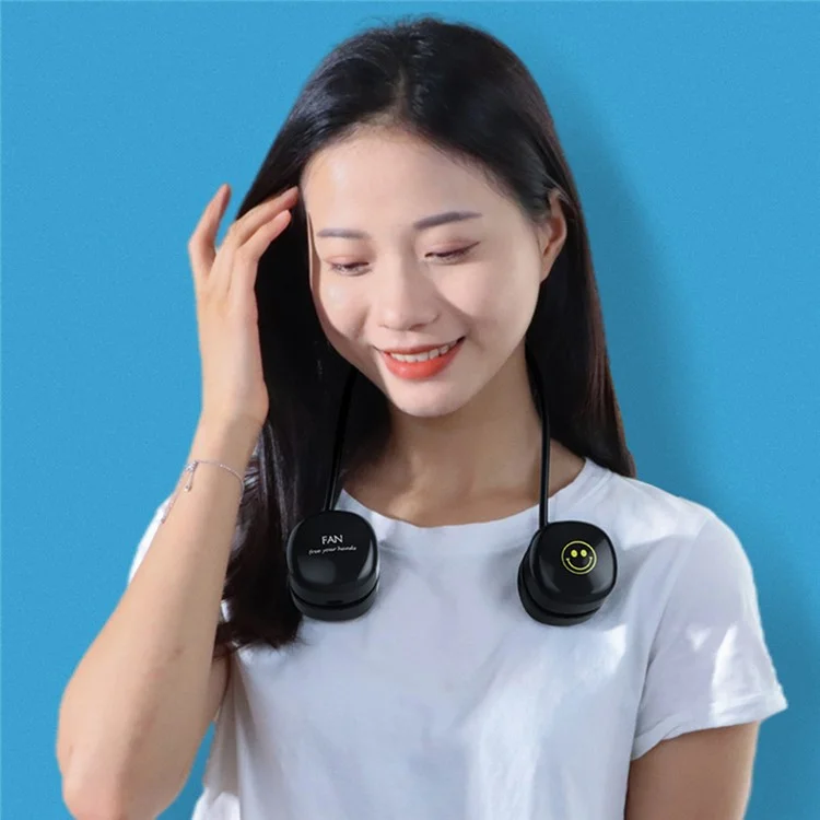 P70 Foldable USB Charging Hanging Neck Mini ABS Cooling Fan Summer Mute Fan Cooler - Blue