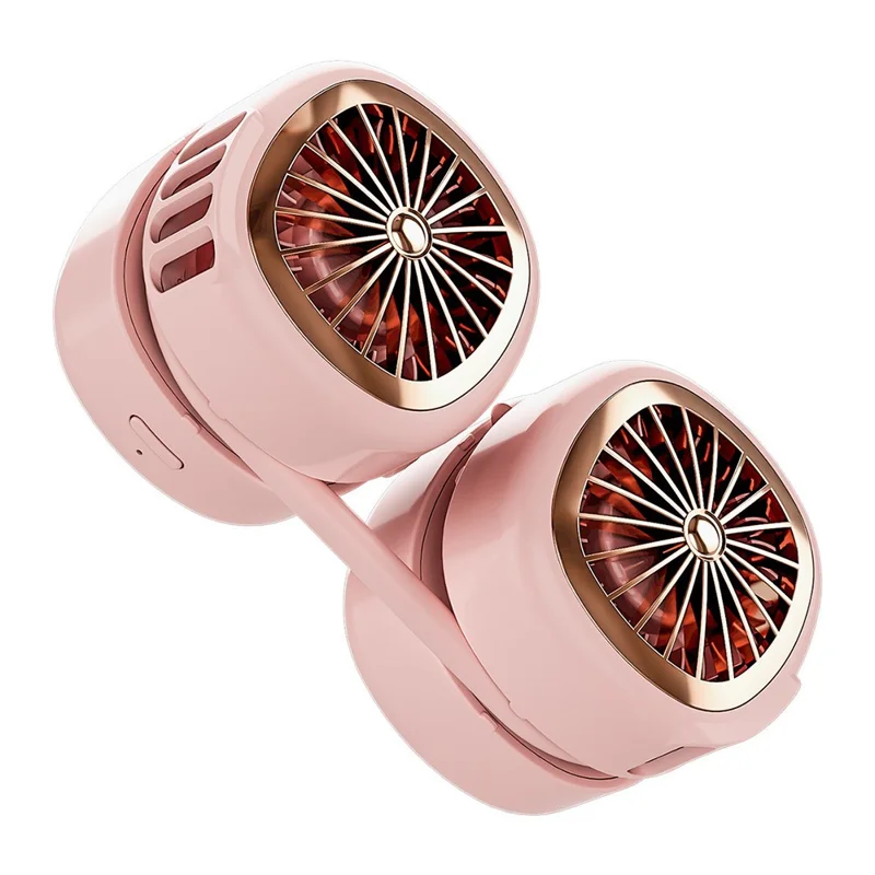 P70 Foldable USB Charging Hanging Neck Mini ABS Cooling Fan Summer Mute Fan Cooler - Pink