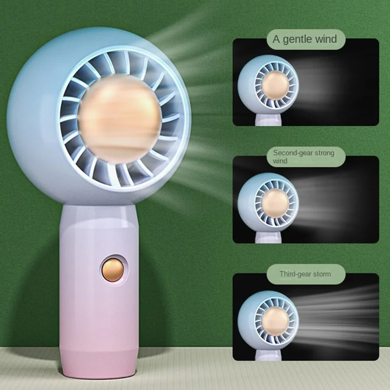 Space Y Storm Hand-held Fan Portable USB Rechargeable ABS Cooling Fan Mini Summer Mute Fan - Blue