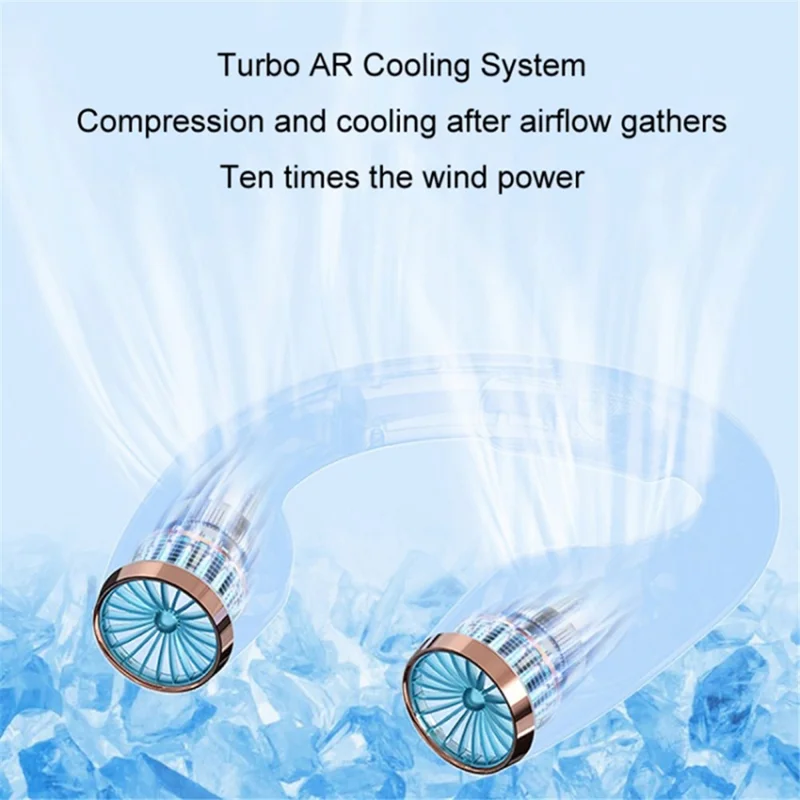 Portable Neck-Mount Cooling Fan Digital Display Bladeless Fan Wearable Personal Air Cooler - White