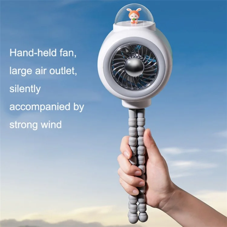 Niedlicher Kanincheninnenraum-Außenkühlventilator mit flexiblem Stativ, Clip-on-Kinderwagen-Ventilator, handlich, leise, drehend, Luftkühler - Weiß