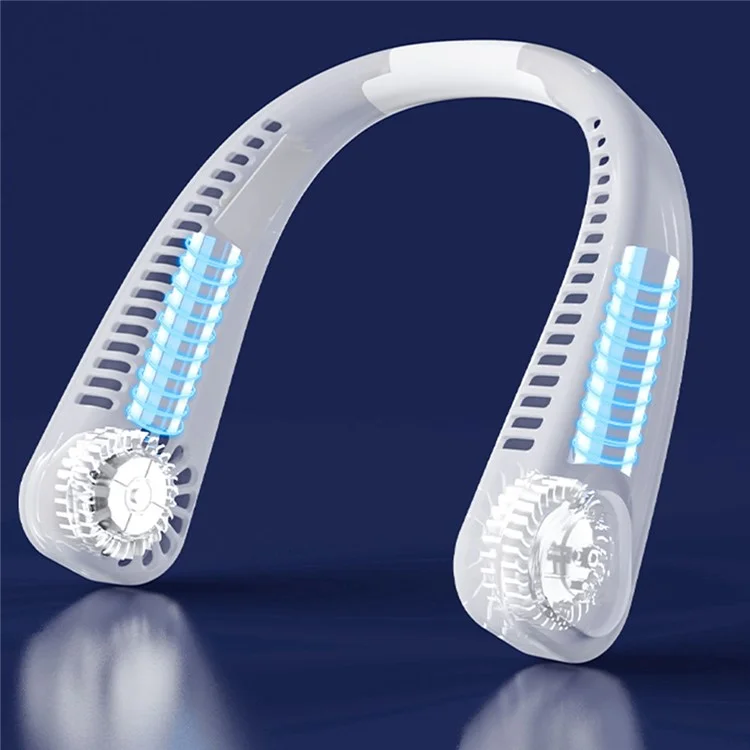 F2 USB Sommerluftkühles Nackenventilator Blattloser Hängender Halslüfter Klapploser Nackenbandventilator - Weiss