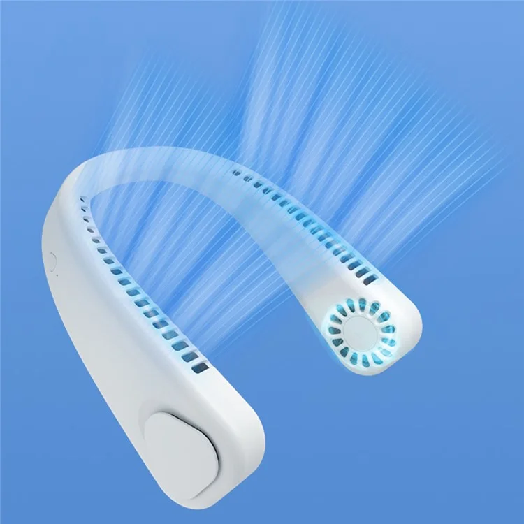 F2 USB Summer Air Cooling Neck Fan Leafless Hanging Neck Fan Bladeless Neckband Fan - Blue
