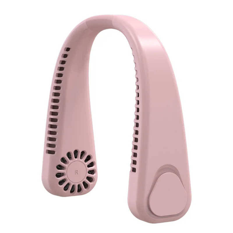 F2 USB Summer Air Cooling Neck Fan Leafless Hanging Neck Fan Bladeless Neckband Fan - Pink