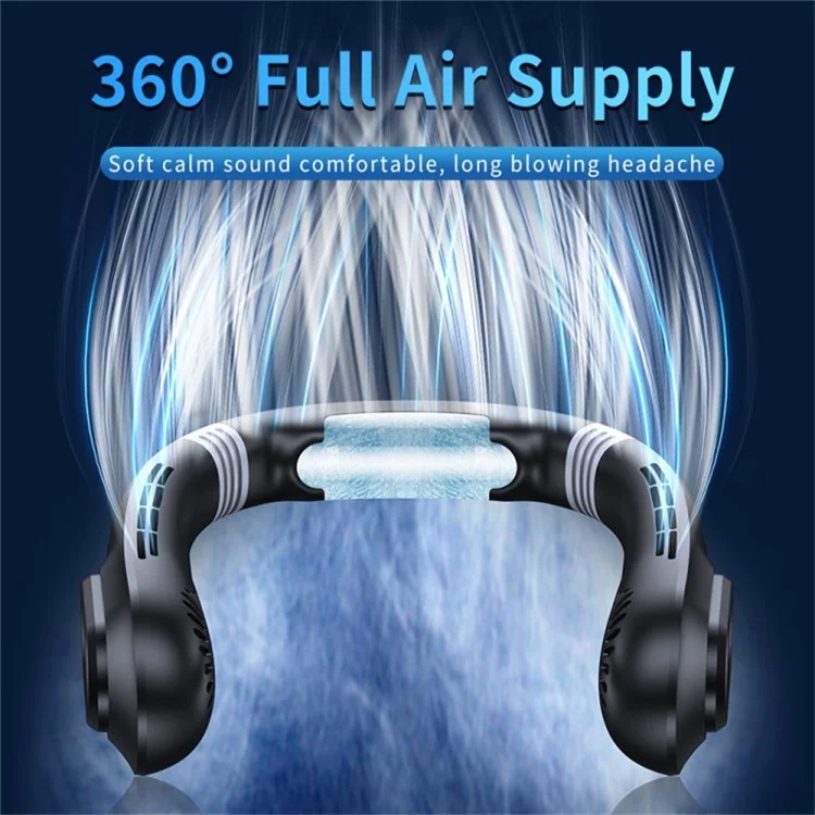 Ventilador de refrigeración portátil con cuello montado J18 Summer, sin aspas y con pantalla digital - Blanco