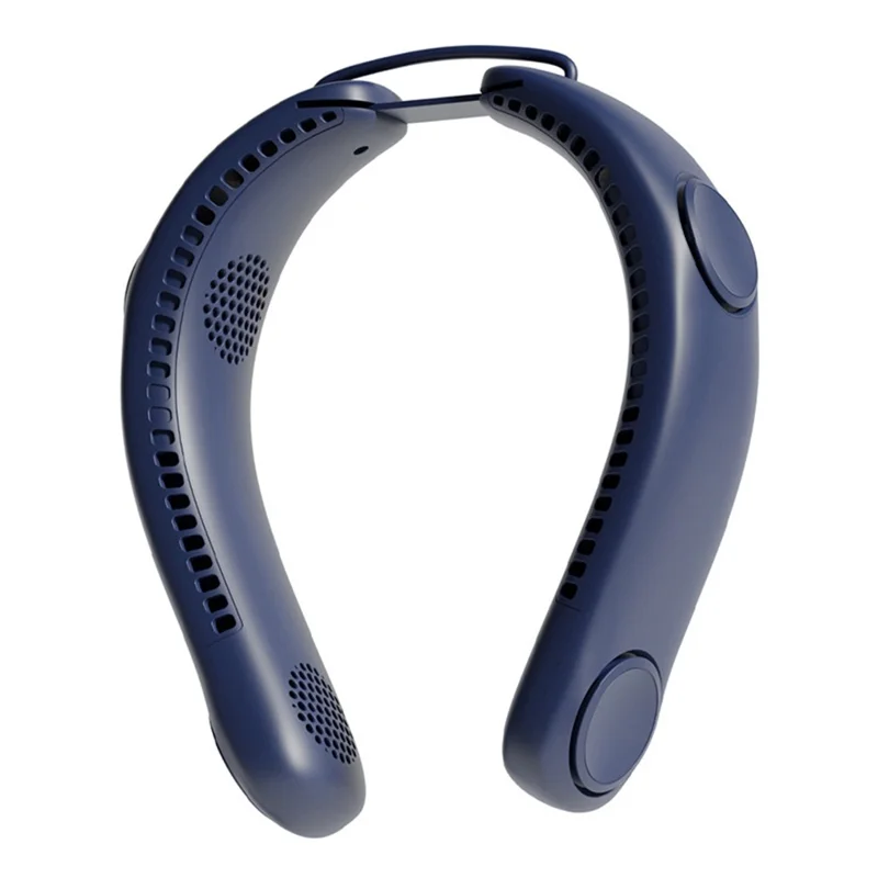 Portable Foldable Neck Fan USB Rechargeable 4-Core Wearable Cooling Fan - Blue