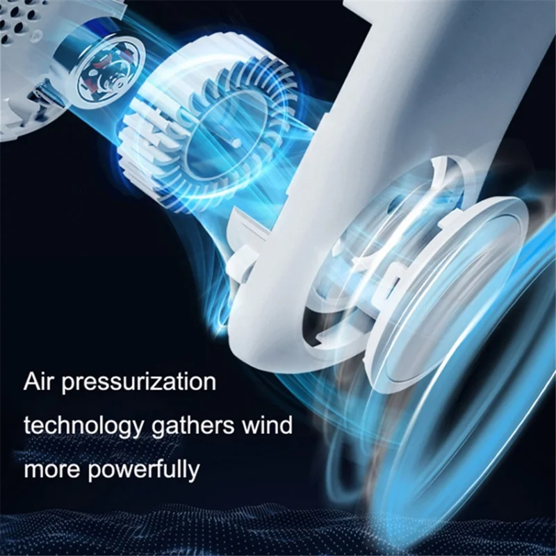Portable Foldable Neck Fan USB Rechargeable 4-Core Wearable Cooling Fan - Blue