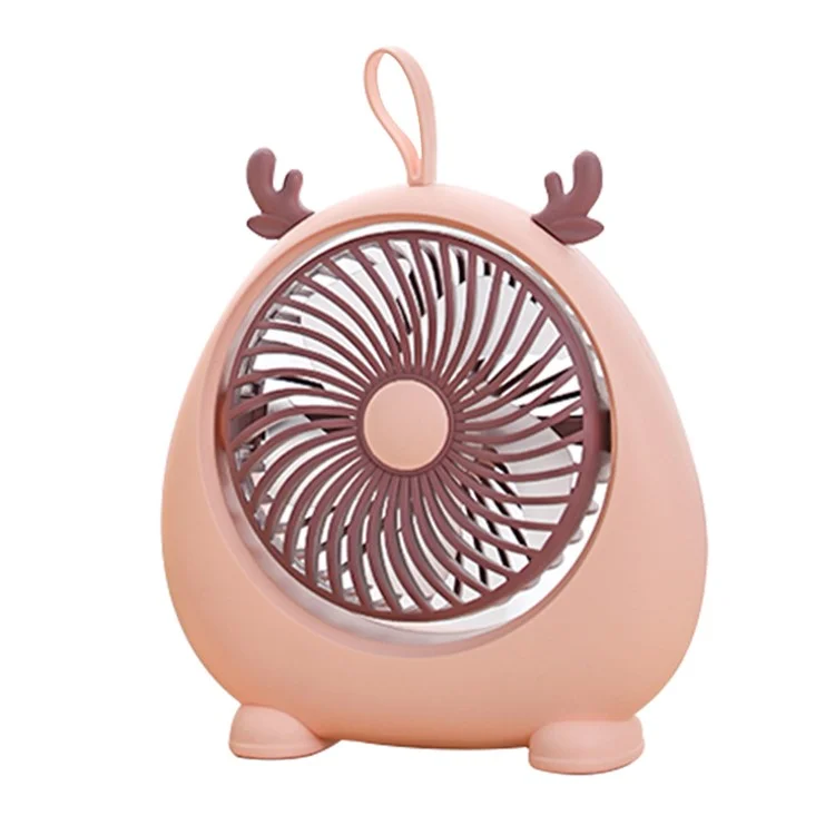 MEILISOON Rechargeable Summer Mini Desktop Fan Cooler Cute Cartoon 2-Speed Cooling Fan - Pink